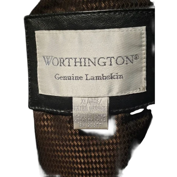 Worthington Black Genuine Lambskin Leather Jacket Plus XL - Picture 10 of 12